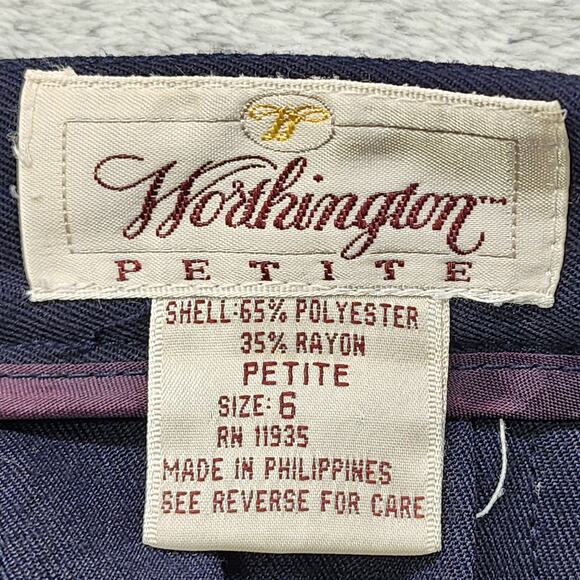 Vintage Worthington Skirt Women 6 PETITE Blue High Waist Pleated Preppy Office - Picture 5 of 9